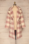 Myslowice White & Pink Long Plaid Coat | La petite garçonne open view