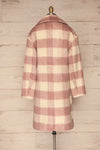 Myslowice White & Pink Long Plaid Coat | La petite garçonne back close-up