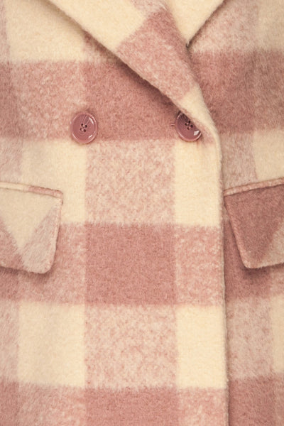 Myslowice White & Pink Long Plaid Coat | La petite garçonne fabric
