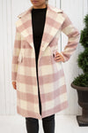 Myslowice White & Pink Long Plaid Coat | La petite garçonne