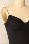 Mystik Fitted Short Black Dress | La petite garçonne side close-up