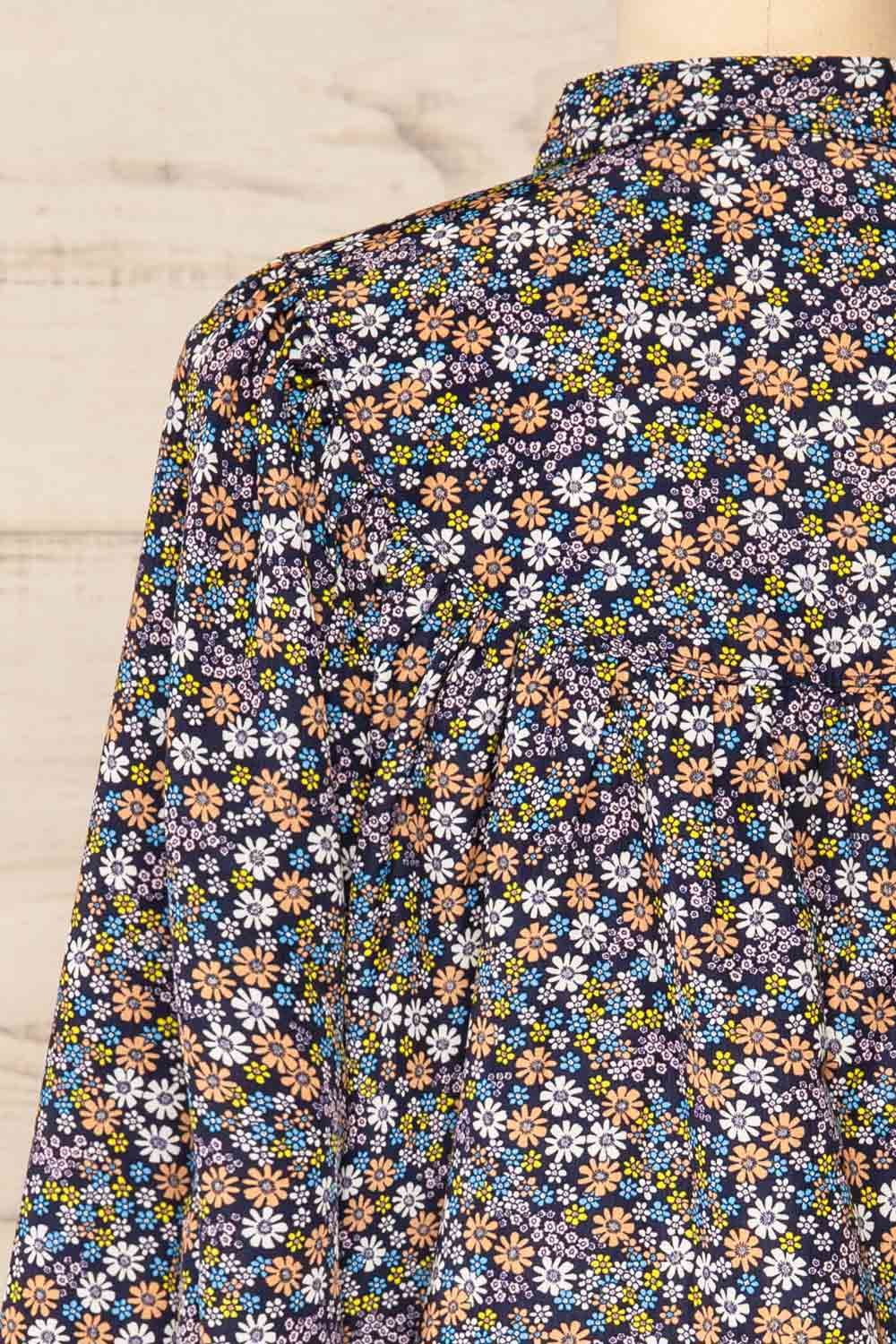 Myszkow Ditsy Floral Puffy Sleeve Shirt | La petite garçonne  back close-up