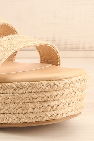 Nacule Beige Braided Cord Platform Sandals | La petite garçonne front close-up