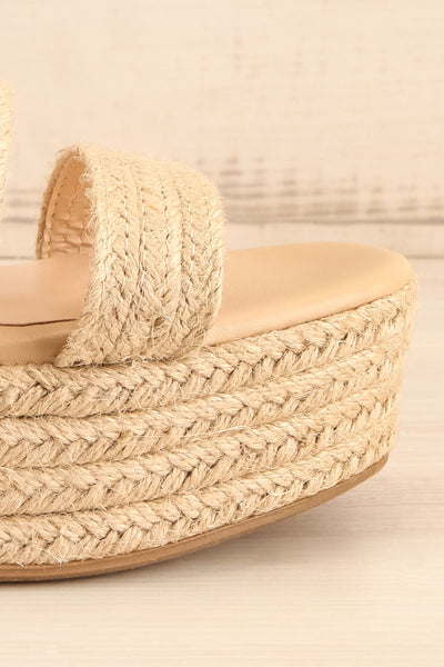 Nacule Beige Braided Cord Platform Sandals | La petite garçonne side front close-up