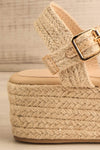 Nacule Beige Braided Cord Platform Sandals | La petite garçonne side close-up