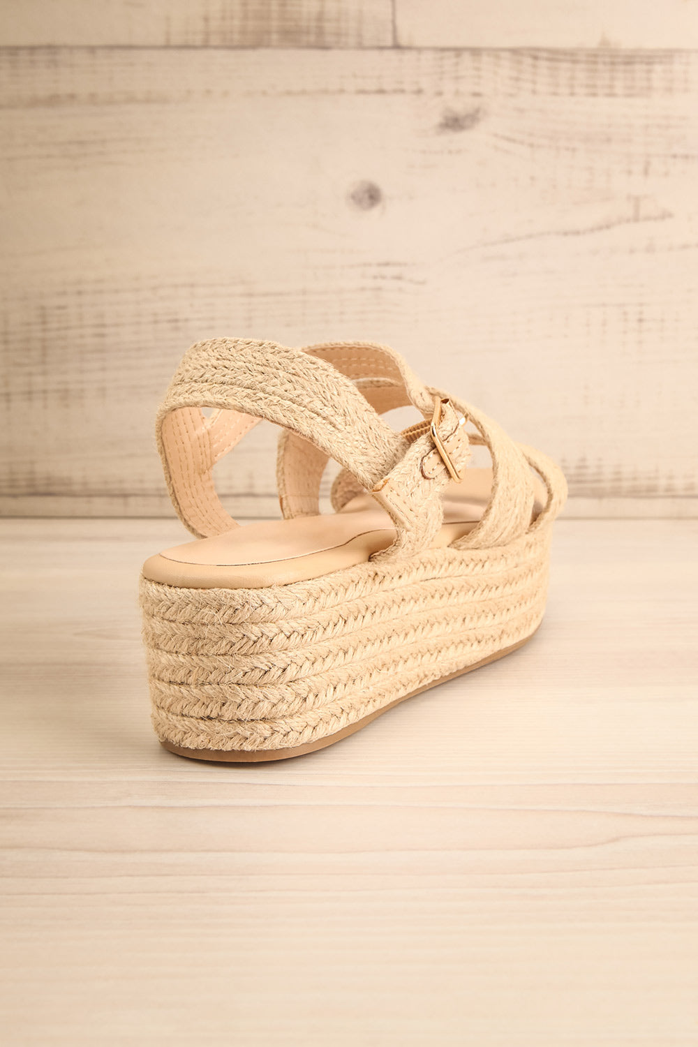 Nacule Beige Braided Cord Platform Sandals | La petite garçonne back view