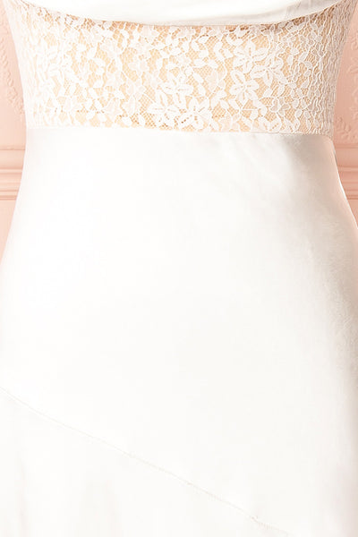 Naelie Satin Cowl Neck Midi Dress w/ Slit | Boutique 1861 fabric
