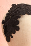 Naemi Noir Black Floral Lace Headband on mannequin close-up | Boutique 1861