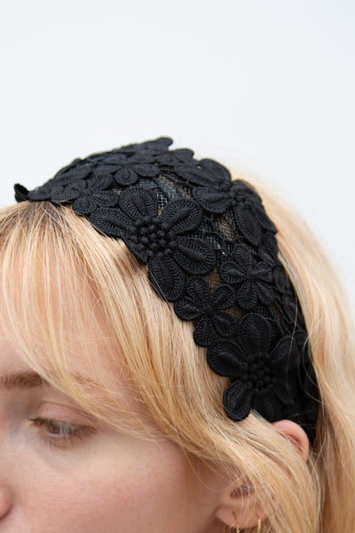Naemi Noir Black Floral Lace Headband | Boutique 1861 model
