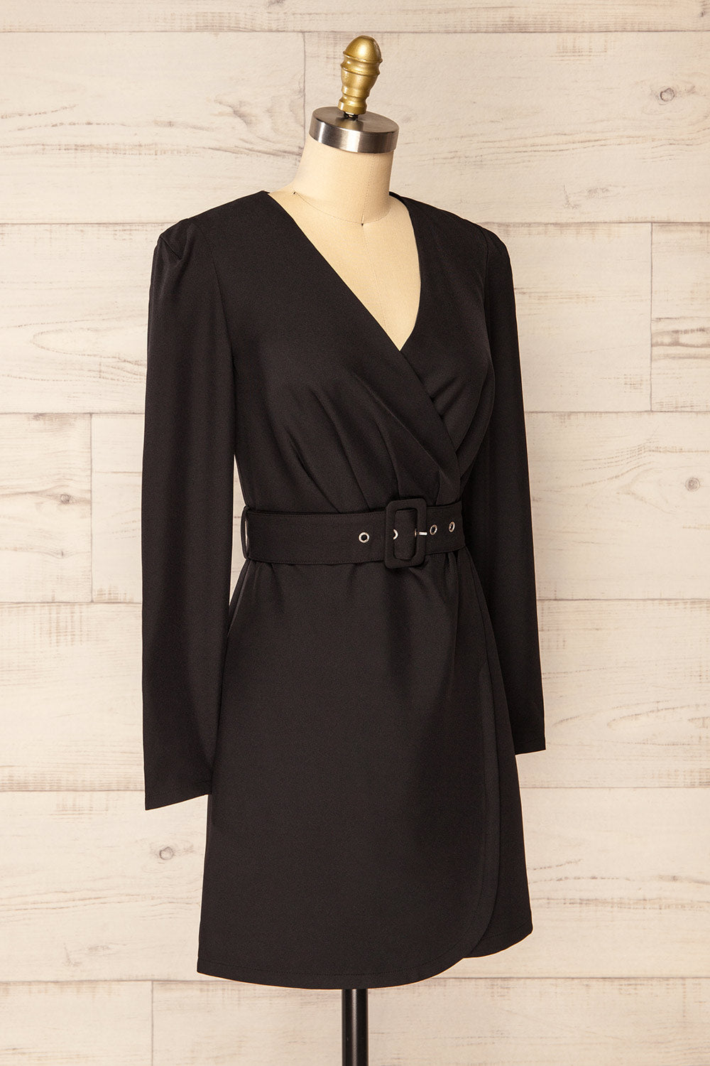 Nagano Black Wrap Dress w/ Long Sleeves  | La petite garçonne side view 