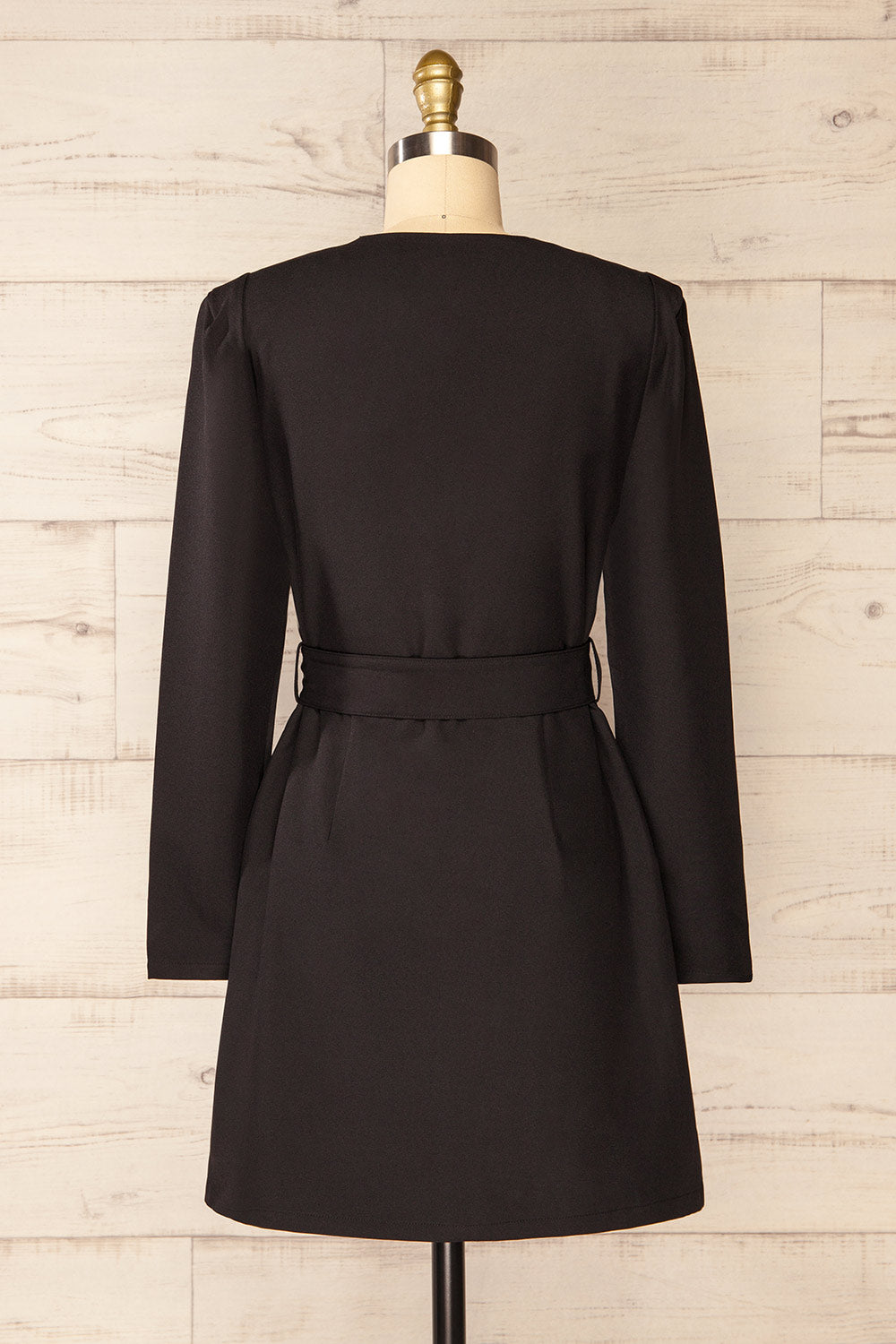 Nagano Black Wrap Dress w/ Long Sleeves  | La petite garçonne back view 