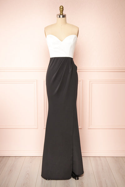 Nagini Black Draped Front Strapless Maxi Dress w/ Slit | Boutique 1861 front view
