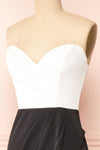 Nagini Black Draped Front Strapless Maxi Dress w/ Slit | Boutique 1861 side close-up