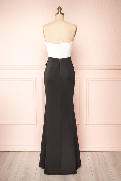 Nagini Black Draped Front Strapless Maxi Dress w/ Slit | Boutique 1861 back view