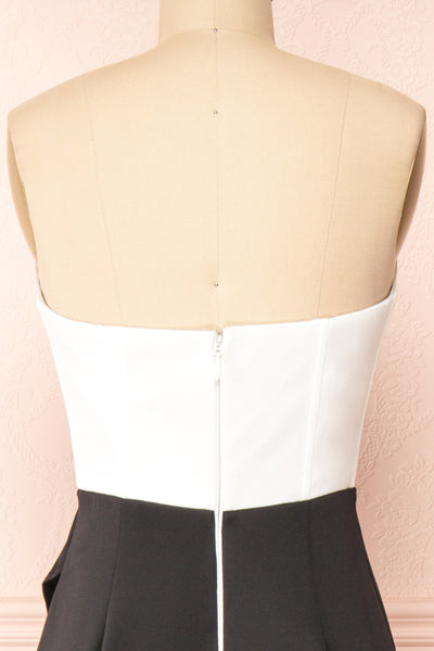 Nagini Black Draped Front Strapless Maxi Dress w/ Slit | Boutique 1861 back close-up