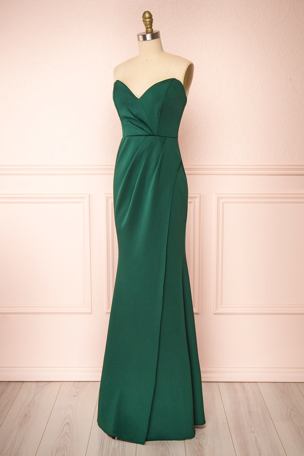 Nagini Green Draped Strapless Maxi Dress w/ Slit
