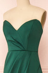 Nagini Green Draped Strapless Maxi Dress w/ Slit | Boutique 1861 side close-up