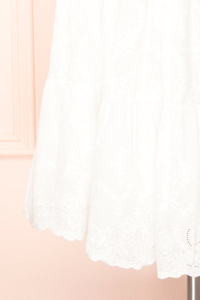 Nagone | White Midi Dress With Ruffles And Elastic Bust bottom