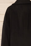 Nahaven Black Buttoned Trench Coat | La petite garçonne back close-up
