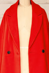 Nahaven Red Buttoned Trench Coat | La petite garçonne open close-up
