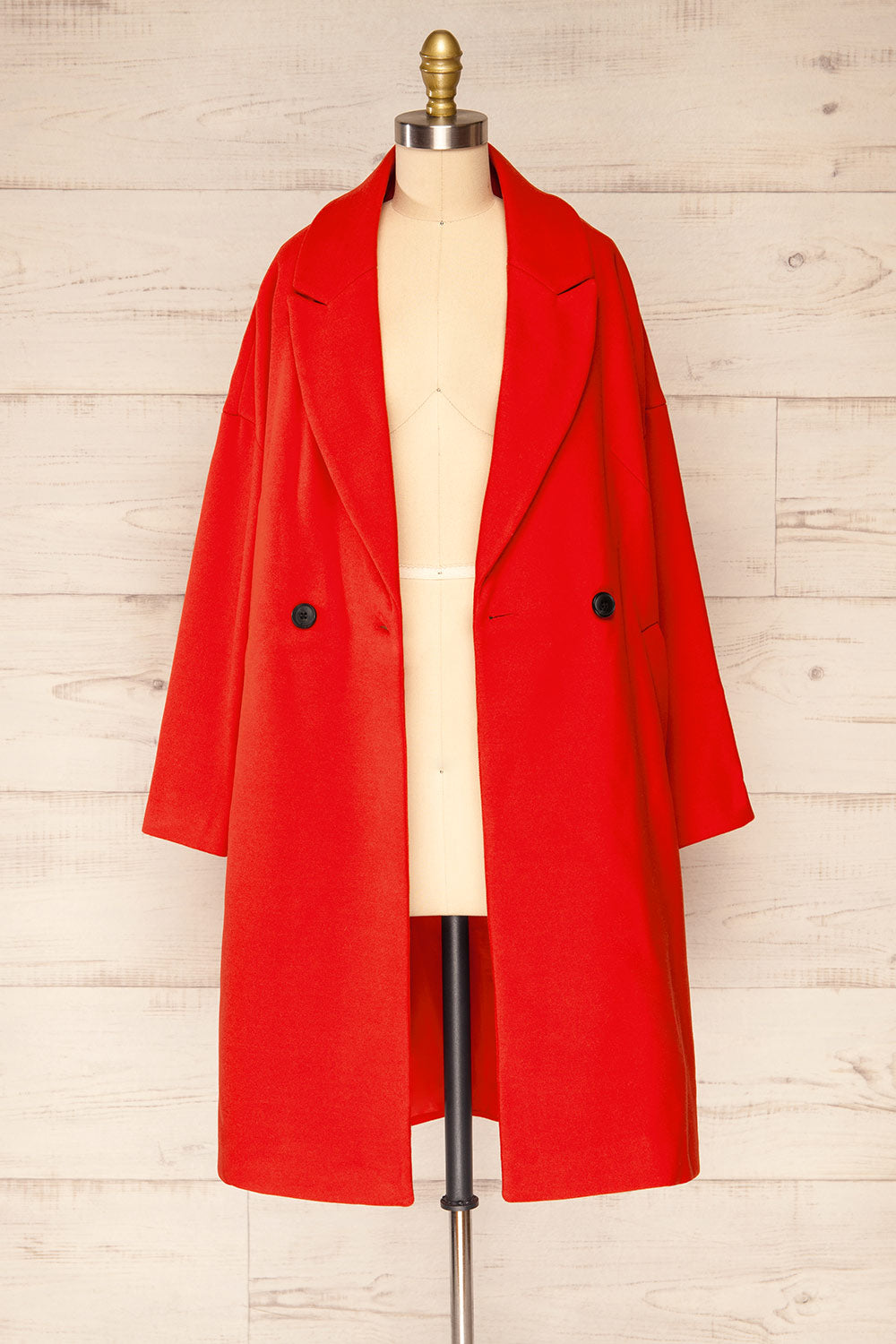 Nahaven Red Buttoned Trench Coat | La petite garçonne open view