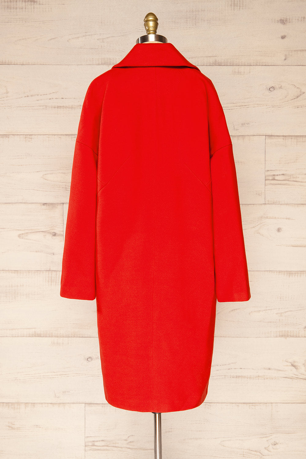 Nahaven Red Buttoned Trench Coat | La petite garçonne back view