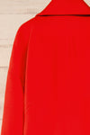 Nahaven Red Buttoned Trench Coat | La petite garçonne back close-up