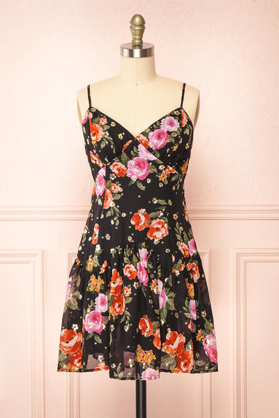 Naida Short Chiffon Floral Dress | Boutique 1861  front view