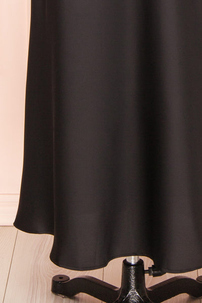 Naksu Black Satin Midi Dress w/ Lace Trim | Boutique 1861 bottom