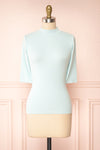 Nalleli Aqua Fitted Mock Top w/ Half Sleeves | Boutique 1861 front view