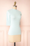 Nalleli Aqua Fitted Mock Top w/ Half Sleeves | Boutique 1861 side view