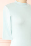 Nalleli Aqua Fitted Mock Top w/ Half Sleeves | Boutique 1861 side close-up