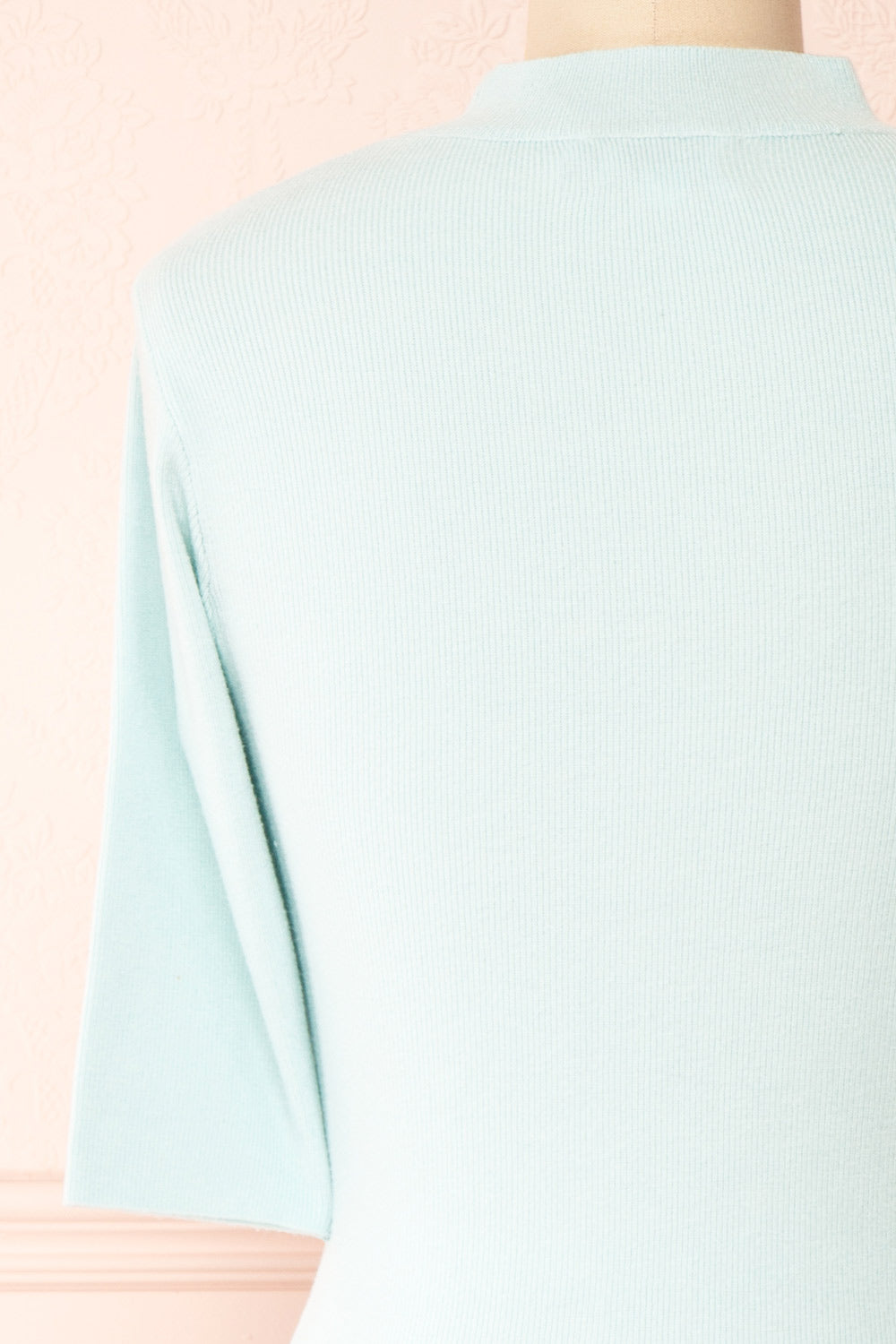 Nalleli Aqua Fitted Mock Top w/ Half Sleeves | Boutique 1861 back close-up