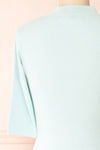 Nalleli Aqua Fitted Mock Top w/ Half Sleeves | Boutique 1861 back close-up