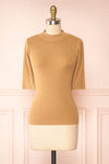 Nalleli Beige Fitted Mock Top w/ Half Sleeves | Boutique 1861 front view