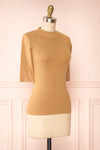 Nalleli Beige Fitted Mock Top w/ Half Sleeves | Boutique 1861 side view