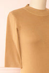 Nalleli Beige Fitted Mock Top w/ Half Sleeves | Boutique 1861 side close-up