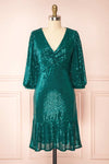 Nallia Emerald Short Sequin Dress | Boutique 1861 front view