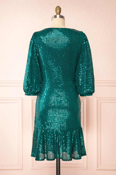 Nallia Emerald Short Sequin Dress | Boutique 1861 back view