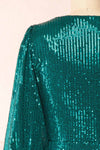Nallia Emerald Short Sequin Dress | Boutique 1861 back close-up