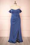 Namie Blue Corset Maxi Dress w/ Removable Straps | Boutique 1861 front plus size