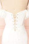 Namie Ivory Corset Maxi Dress w/ Removable Straps | Boudoir 1861 back close-up