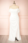 Namie Ivory Corset Maxi Dress w/ Removable Straps | Boudoir 1861 front plus size