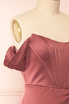 Namie Mauve Corset Maxi Dress w/ Removable Straps | Boutique 1861 side close-up