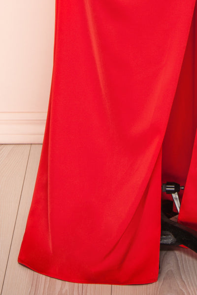 Namie Red Corset Maxi Dress w/ Removable Straps | Boutique 1861 bottom close-up
