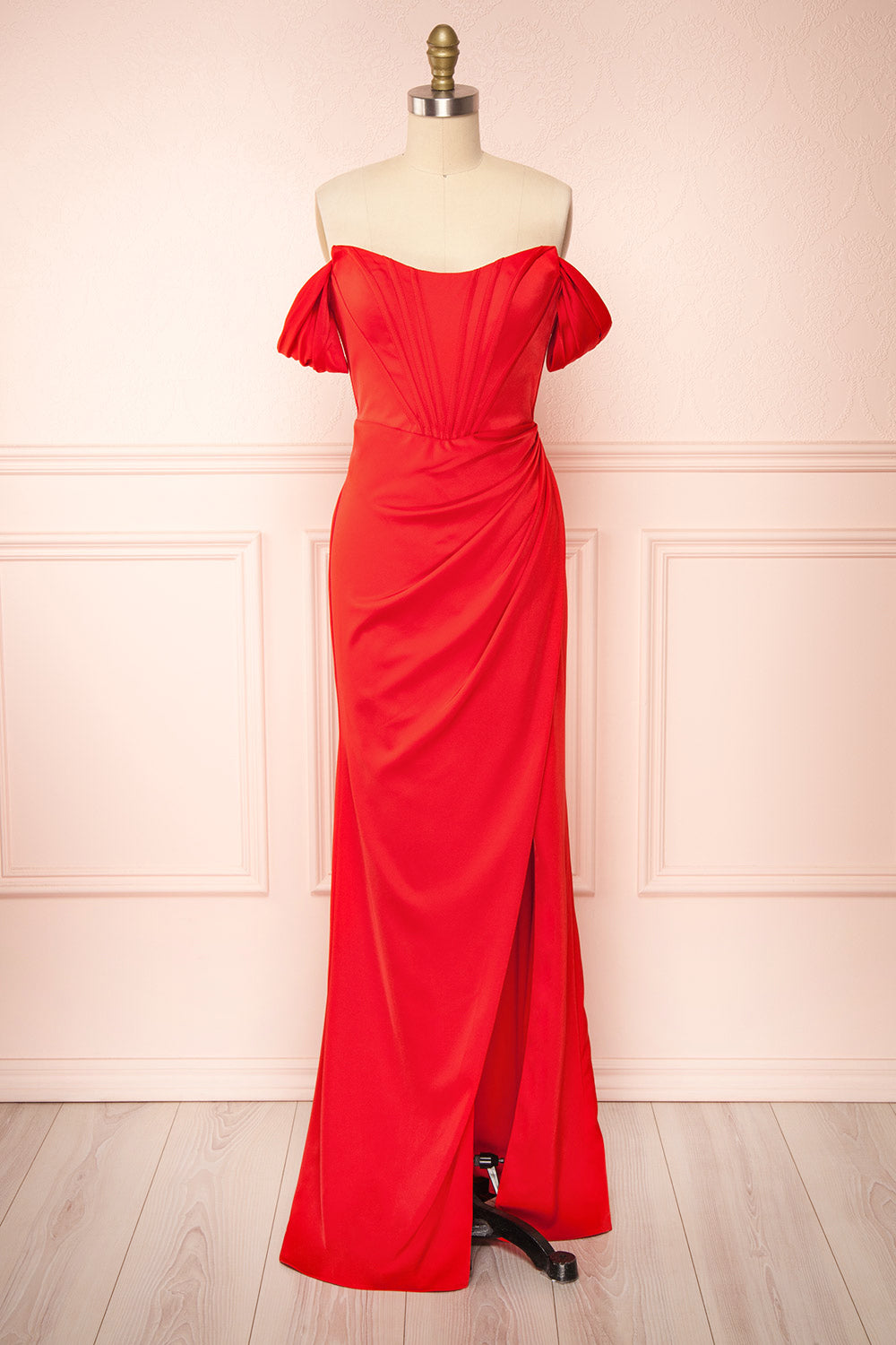 Namie Red | Corset Maxi Dress w/ Removable Straps