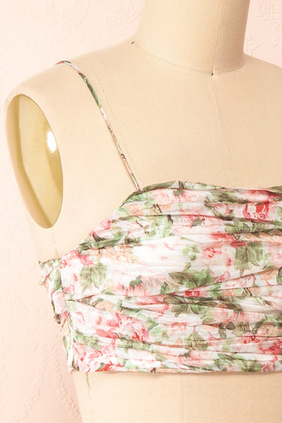 Nanna Pleated Floral Crop Top | Boutique 1861 side close-up
