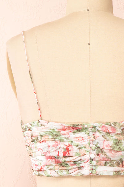 Nanna Pleated Floral Crop Top | Boutique 1861 back close-up