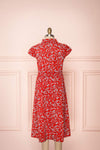 Naoka Mini Red Floral Midi A-Line Dress | Boutique 1861 back view
