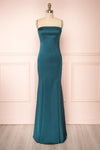 Naomie Emerald Silky Mermaid Gown with Slit | Boudoir 1861 front view